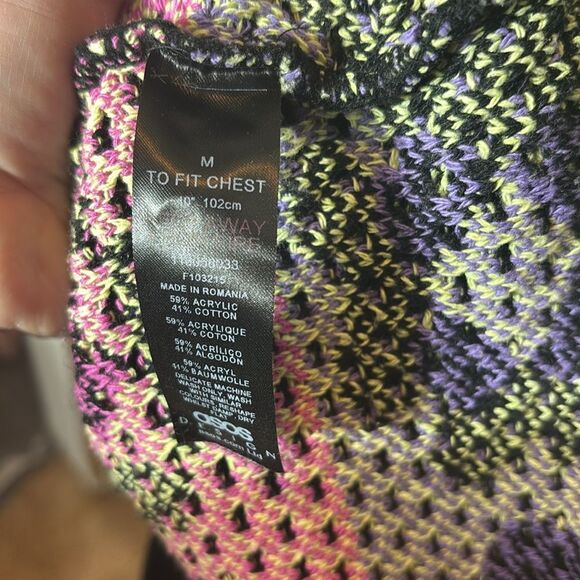 ASOS women’s medium open knit floral sweater colorful dopamine maximalist - Picture 5 of 5